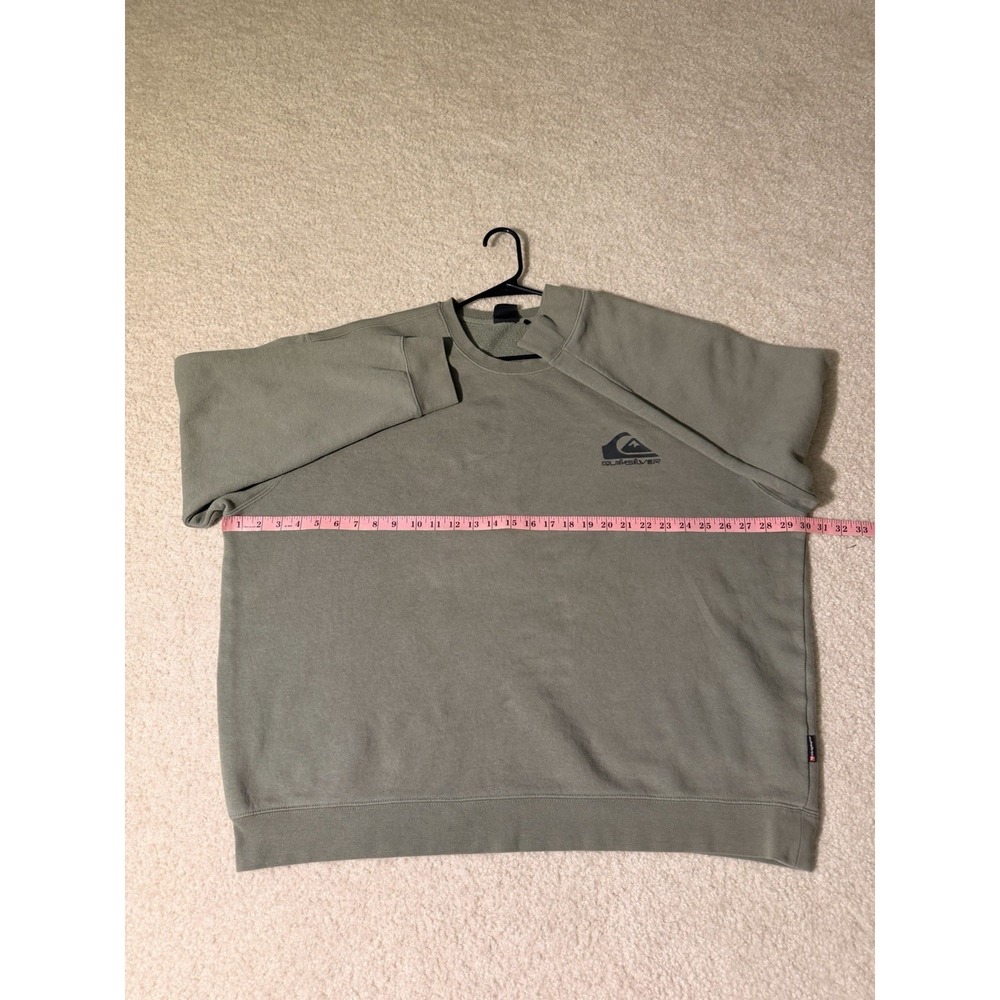 Quiksilver Crewneck Sweatshirt XXL Olive Green Fleece‎ Lined Oversized Pullover